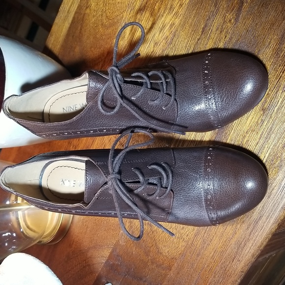 Nine West Brown Leather Wedge Ankle Boots. Size 10M - Picture 2 of 9